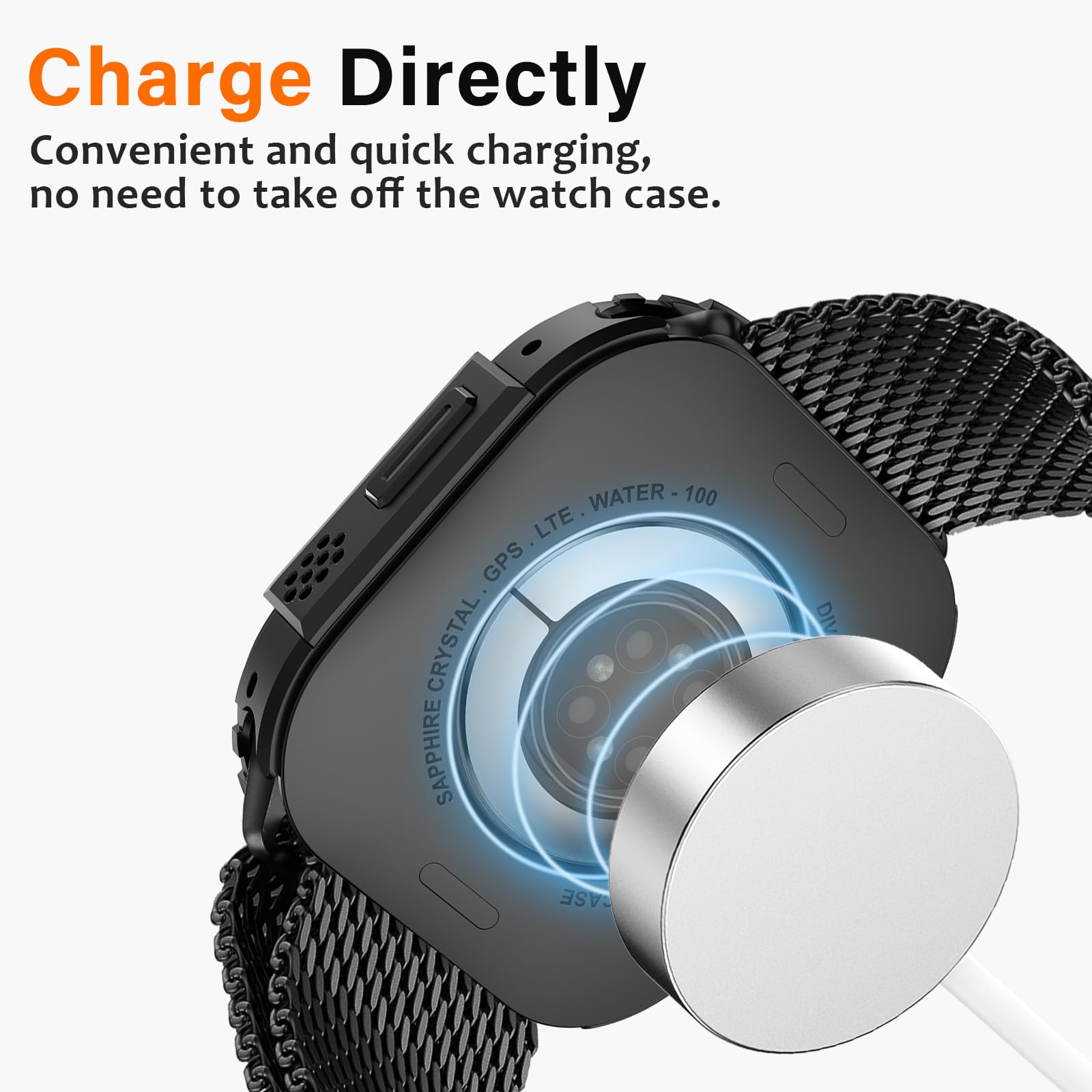 Amizee 2 w 1 Metaliczny futerał ochronny kompatybilny z Apple Watch Ultra 3/2/1 49 mm z tylną obudową, wojskowy ochraniacz klasy ochronnej dla iWatch 49 mm, czarny