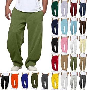 BFAFEN Sweatpants for Men Baggy Wide Leg Sweat Pants Drawstring Elastic Waist Sweatpants with Pockets Workout Gym Track Pants