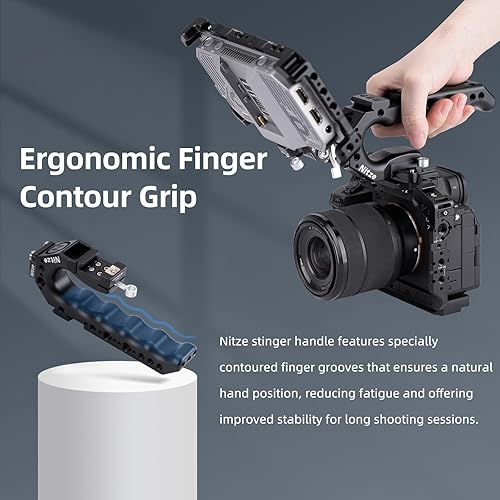 Miniatura 3 de Nitze Mango Stinger con mango superior para jaula de cámara con abrazadera QR NATO incorporada, PA28-A