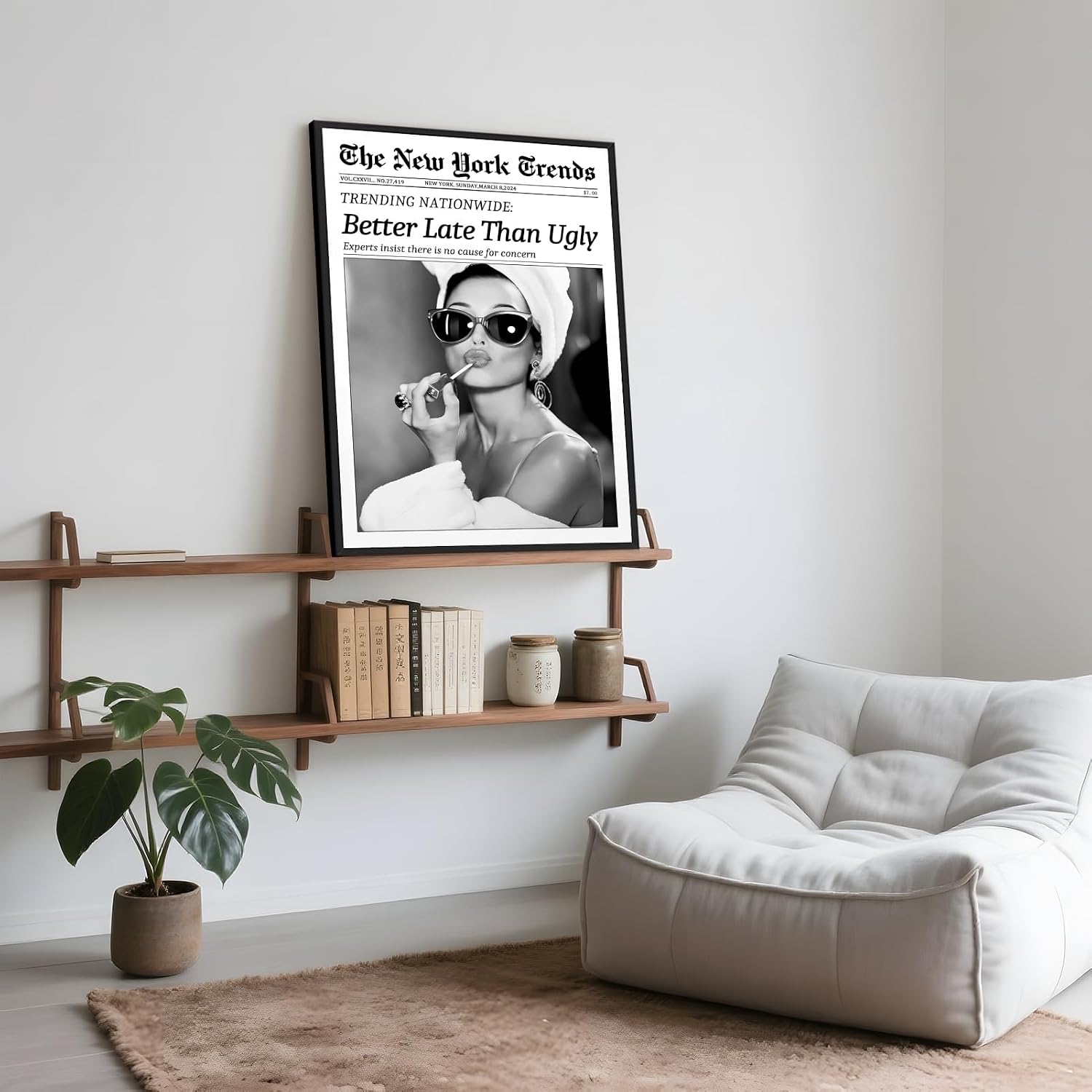 Framed Better Late Than Ugly Wall Decor Newspaper Audrey Hepburn Wall Art image 5