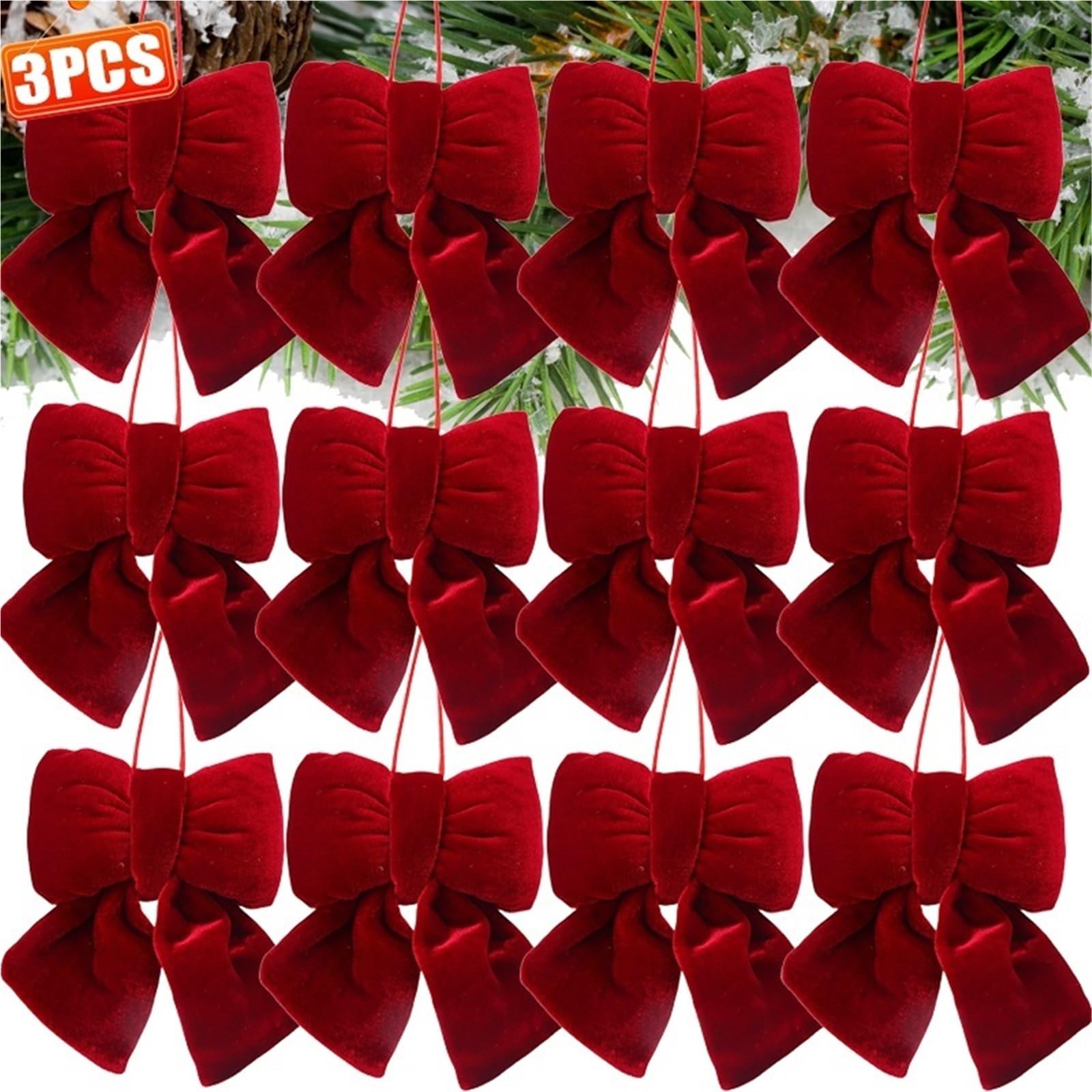 Große Satinschleife 1 3 Stück große rote Samtschleife for Aufhängen von Geschenken am Weihnachtsbaum, Partydekoration(Mixed-3pcs)