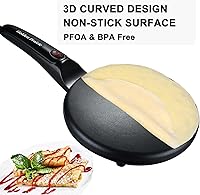 Vista 7 de Máquina eléctrica de crepas de 8 pulgadas, sartén antiadherente con mango largo, control automático de temperatura, calentamiento rápido de 800 W