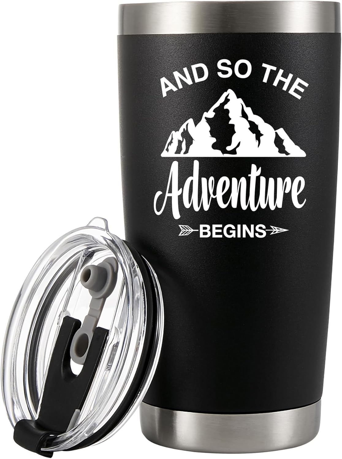 Panvola And So The Adventure Retirement Graduation New Job Vacuum Insulated Tumbler Going Away Retirement Gift For Men Husband Dad Mom Grandpa Grandma Stainless Steel With Removable Lid (20 oz)