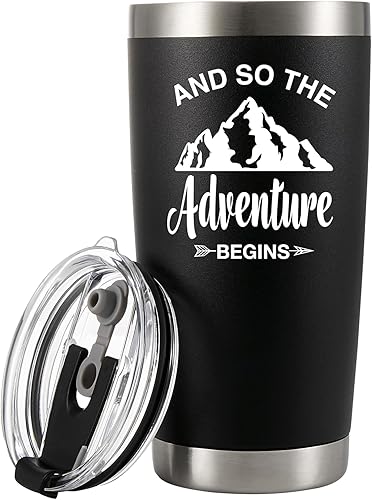 And So The Adventure Begins - Vaso aislado al vacío de graduación de jubilación para hombres, marido, papá, mamá, abuelo, abuela, acero inoxidable