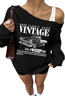 SXV STYLE Casual Minimalist Street Style Vintage Car Print Color Block Asymmetric Collar Women Sweatshirtn Price In India