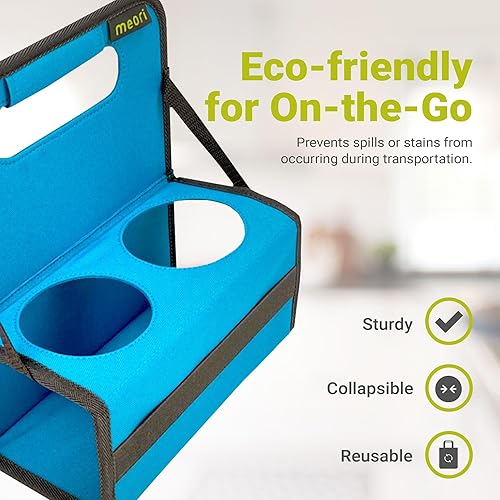 Miniatura 3 de meori Portabebidas reutilizable para 4 tazas, portador de tazas para llevar, plegable, portador de café con asa para vino, cócteles, organizador