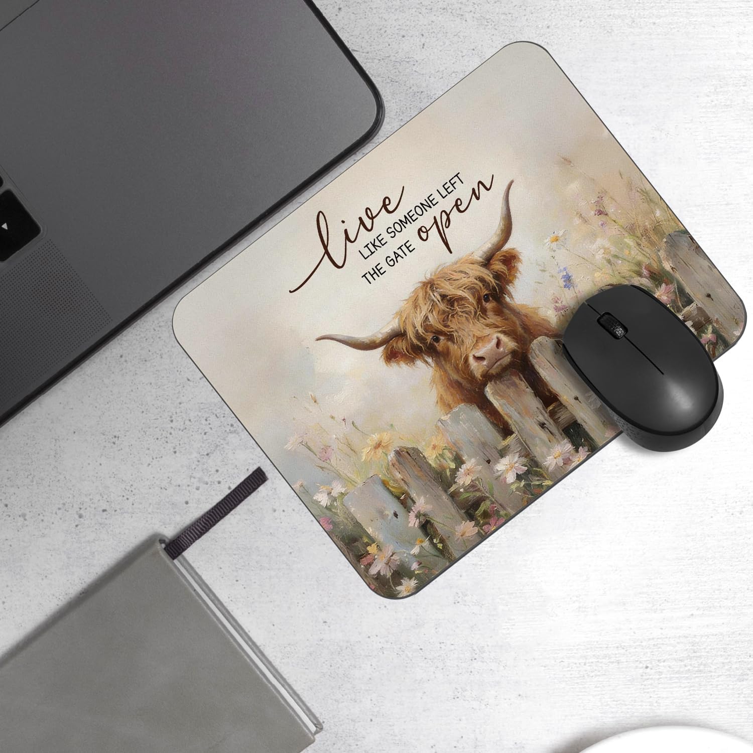 OFlich Highland Cow Farmhouse Mouse Pad Desk Accessories 9.5x7.9 Inch image 2