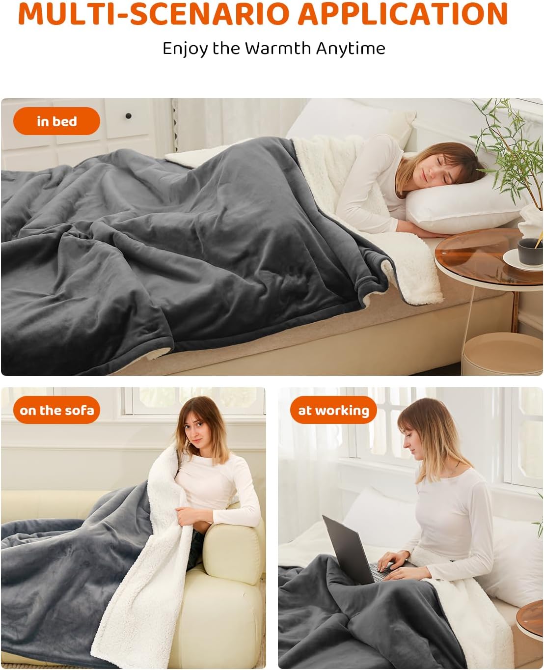 Heated Blanket Electric Blanket Twin Size, Super Soft Cozy Upgraded Flannel Heating Blanket with 9 Heating Levels & 1-9 Hours Auto Off, Fast Heating & Overheat Protection, 62" x 84", Iron Gray - Image 6