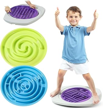 Balance Board Wobble Board with Maze Kids Balance Boards with 3 Replacement Labyrinth Boards and 2 Balls, Balance Trainer for Sensory Training for Physical Therapy & Core Strength, Max Load 130 Lbs