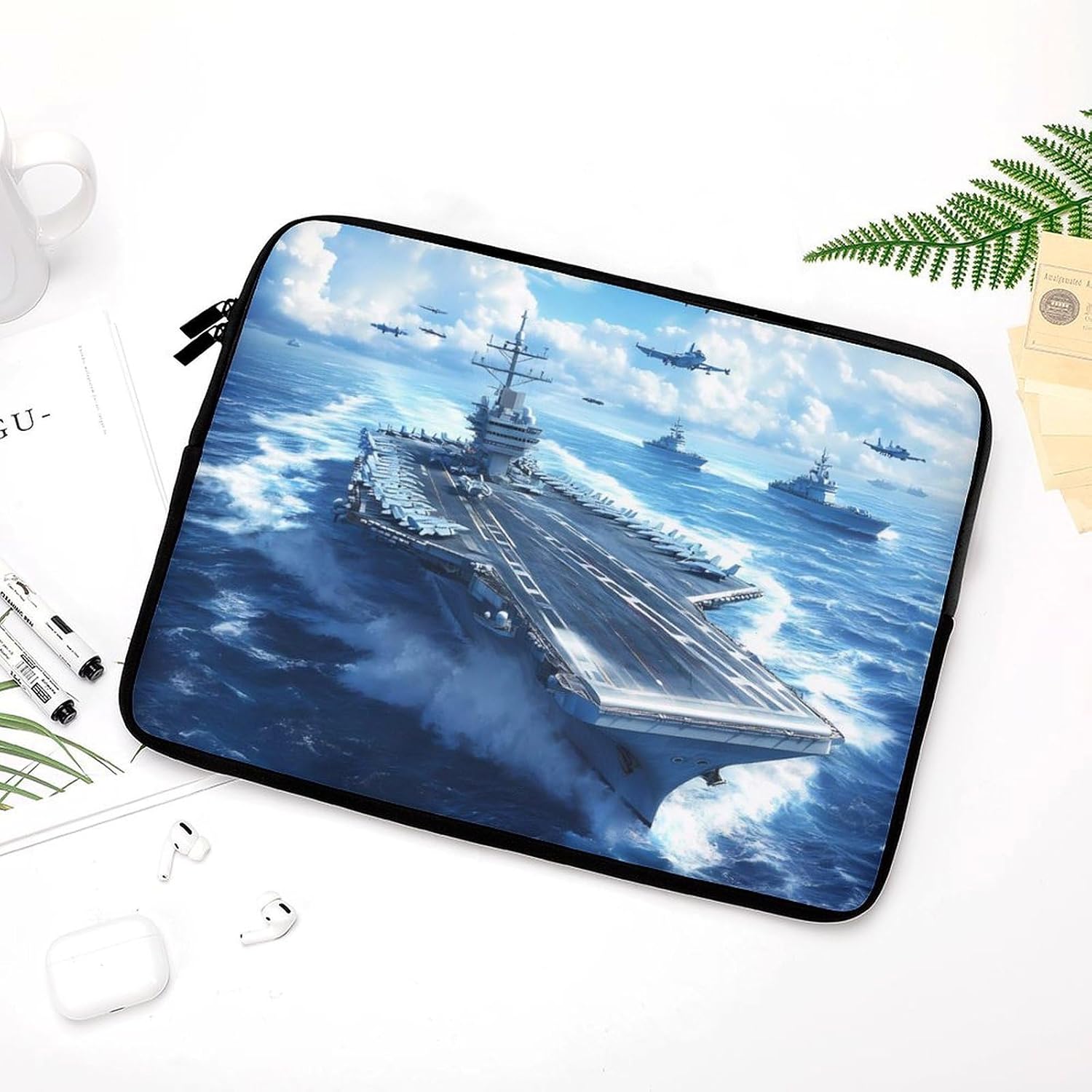 Aircraft Carrier Warship Laptop Sleeve Lightweight Computer Sleeve Briefcase Carrying Case