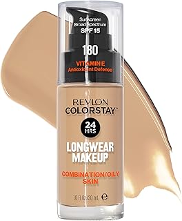 Revlon Liquid Foundation, ColorStay Face Makeup for Combination & Oily Skin, SPF 15, Medium-Full Coverage with Matte Finis...