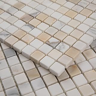 14 Marble Bathroom Ideas That Always Look Expensive 29 Lovdeco Calacatta Gold Marble Stone 5/8 Inch Square Marble Mosaic Tile f...