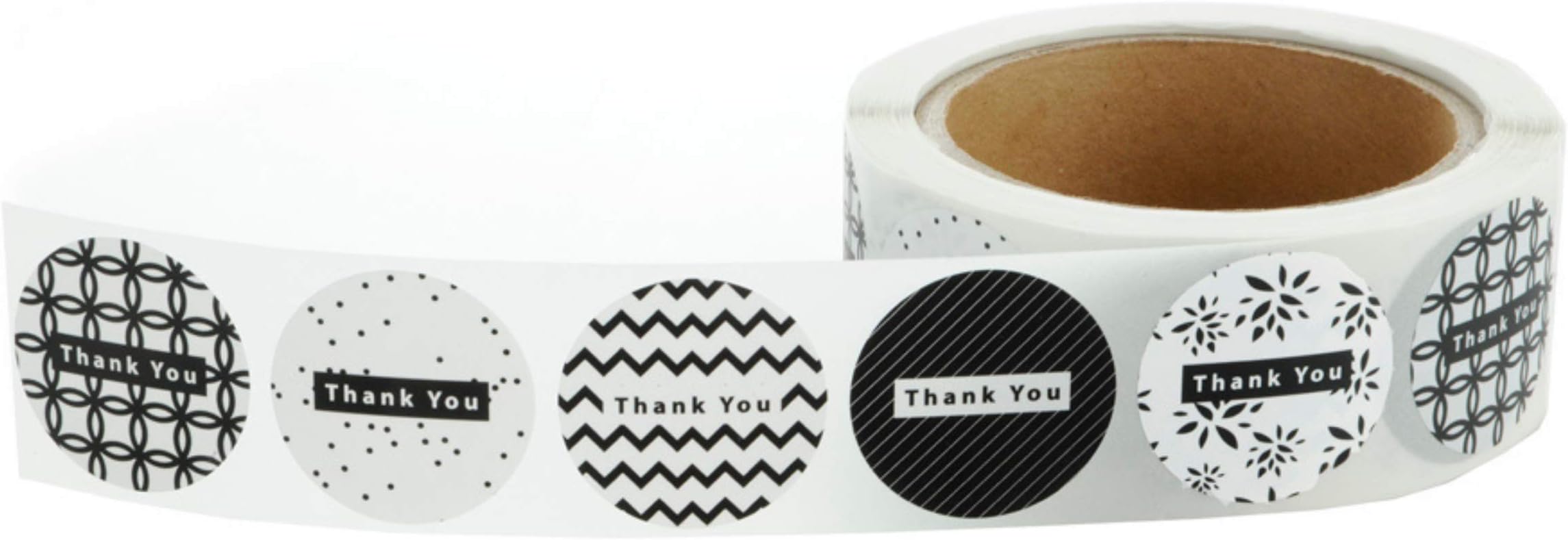 AKSHAYA Assorted Round Thank You Stickers roll 1.5 inch, 5 Unique Designs, 1000 Thank You Labels per Roll, Perfect for Baby Shower, Wedding, Birthdays & Shipping Mailer envelopes
