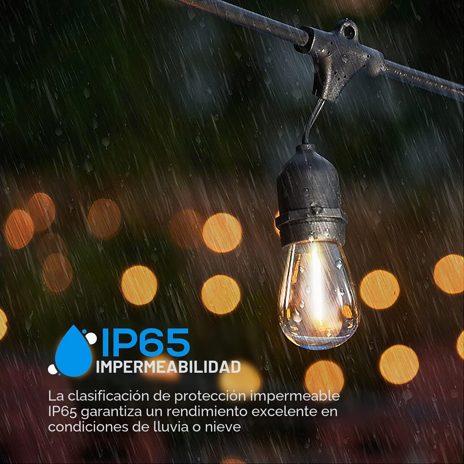 Cadena de luces para exteriores, 30 m, ST45, LED, para exteriores, blanco cálido, 2700 K, IP65, resistente al agua, 30 bombillas de 1 W, E27, para bodas y fiestas