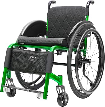 Ultra-Lightweight Wheelchair for Adults, Portable Aluminum Chair, Self-propelled Manual Wheelchairs, with Quick-Release Wheels, Only 21lbsSize38cm/14.9in seat,ColorGreen