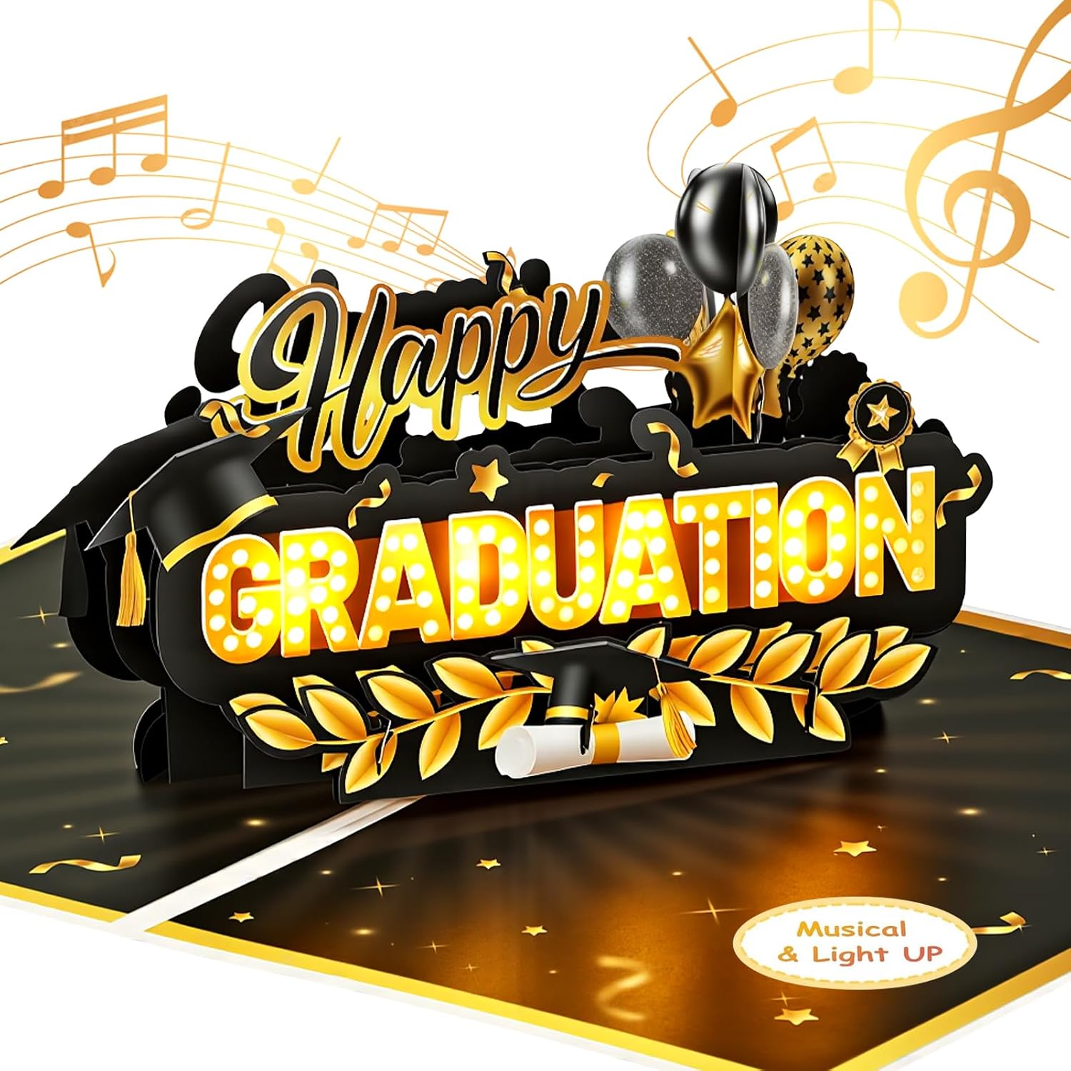 Yinqing Graduation Cards, 2026 Pop Up Congrats Grad with Lights & Music, Happy Graduation Gifts for High School College University Graduates for Son Daughter Grandson
