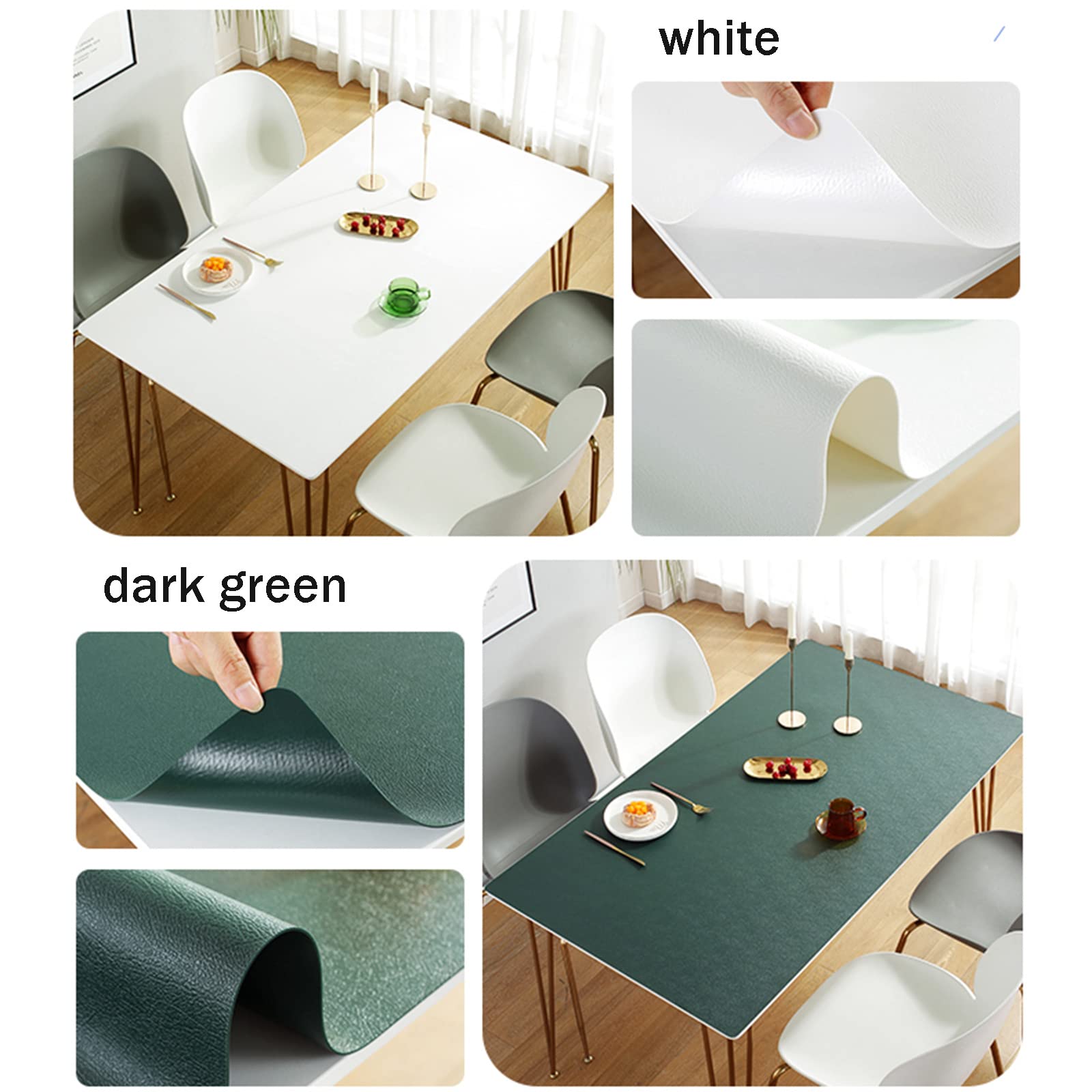 Tovaglia rettangolare impermeabile in pelle ecologica in poliuretano, resistente all'olio, resistente al calore, lavabile, per tavolo da pranzo, colore nero (90 x 150 cm)