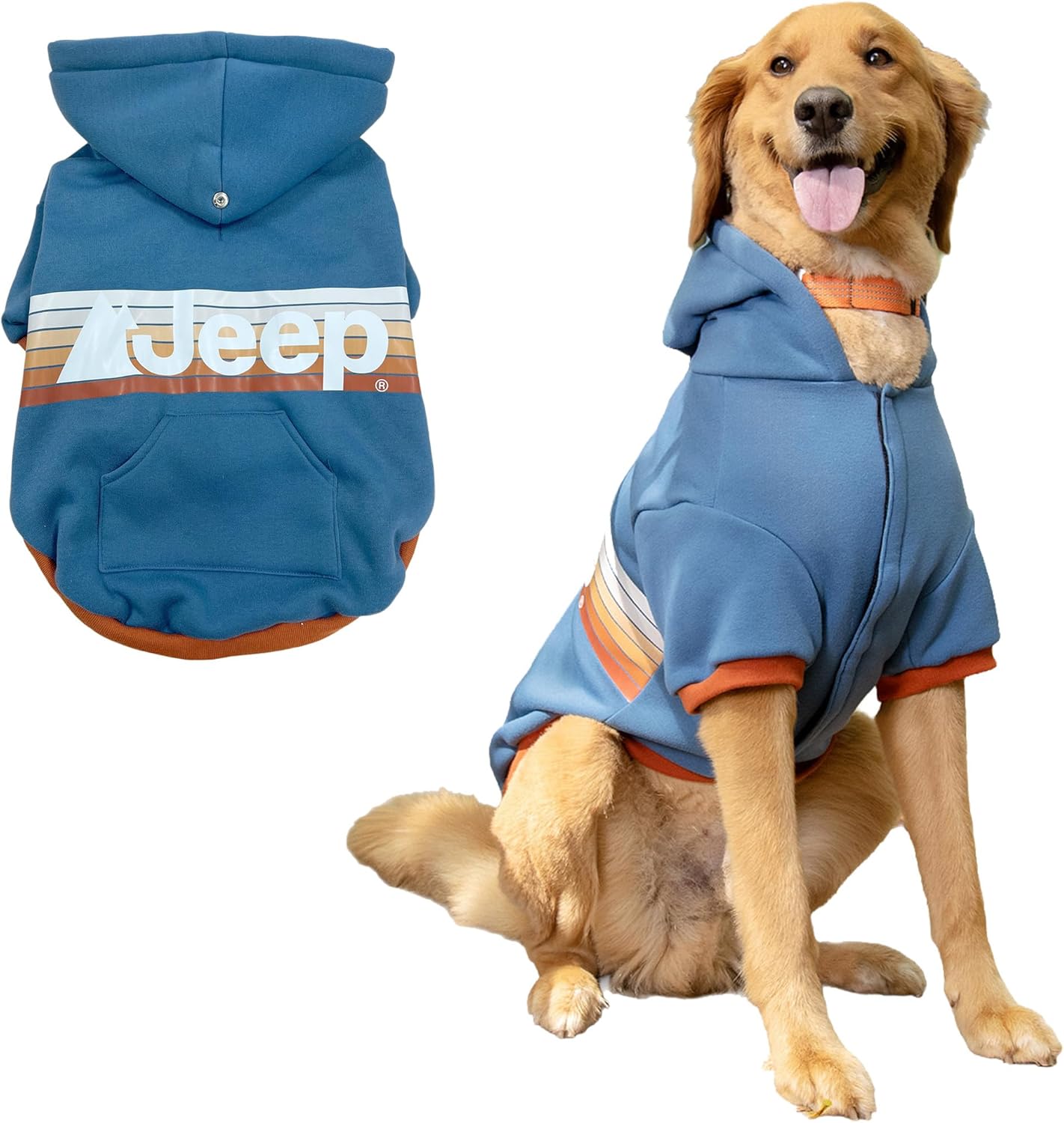 Jeep Dog Hoodie – Premium Dog Sweatshirt with Pocket (Retro Jeep Design) Soft & Comfortable Warm Pet Sweater with Leash Hole – Fall Winter Outdoor Sweater Outfit for Pets (X-Large)