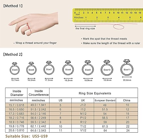 Miniatura 6 de JO WISDOM Anillo de plata de ley 925 para mujer, anillo de compromiso de boda y aniversario con anillo de circonita cúbica 5A de 0.197 in