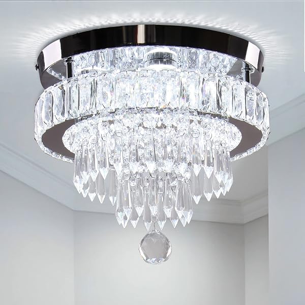 11.8 inch Crystal Flush Mount Chandelier LED Ceiling Light