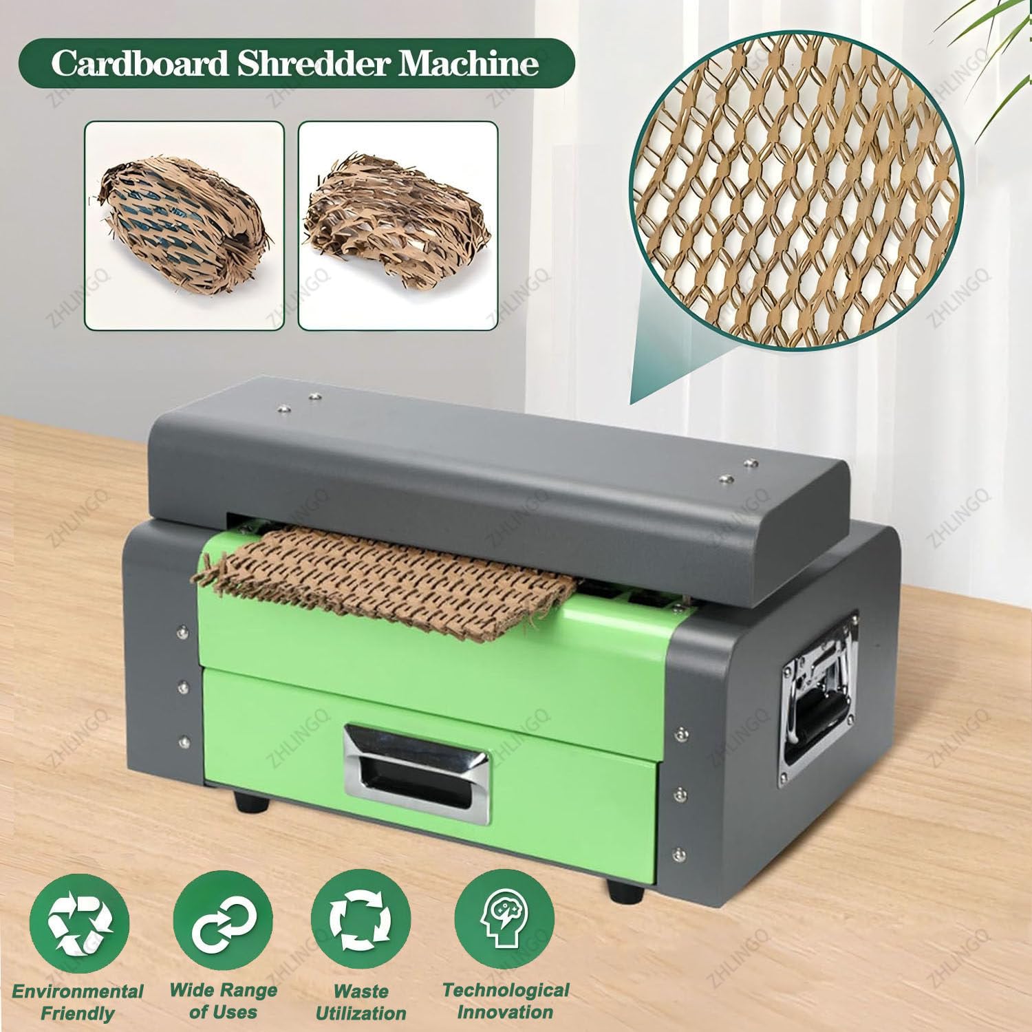 Kartonzerkleinerer für Verpackungsmaterial, Wellpappen-Schneidemaschine für Expressverpackungen, verwandelt Karton in Wabenverpackungspapier, 500 mm Breite