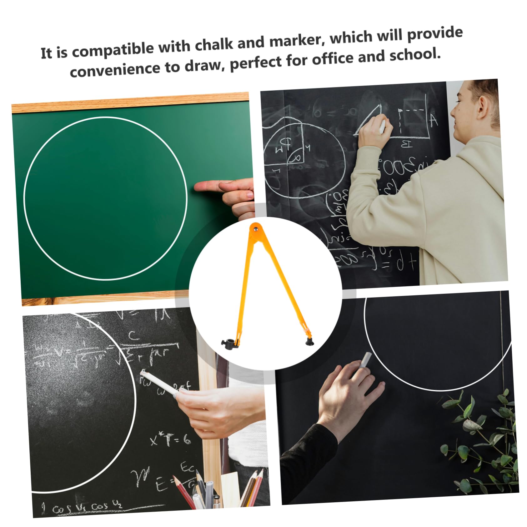 Grand Compas Pédagogique Avec Ventouse Pour Tableau - Compatible Craie Et Marqueur, 46 Cm