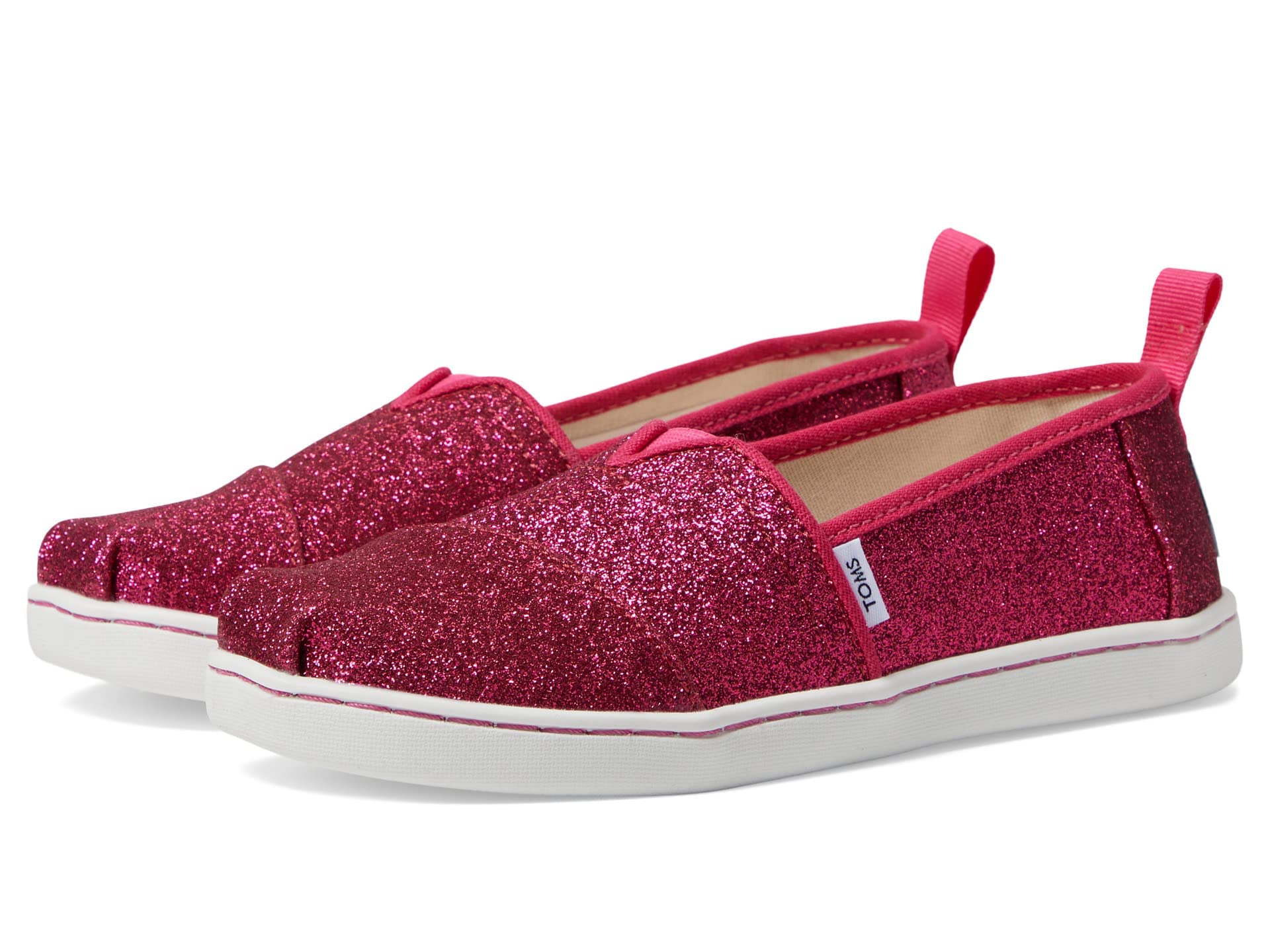 TOMS Girl's Alpargata Loafer Flat, Dark Pink Glitter, 12.5 UK