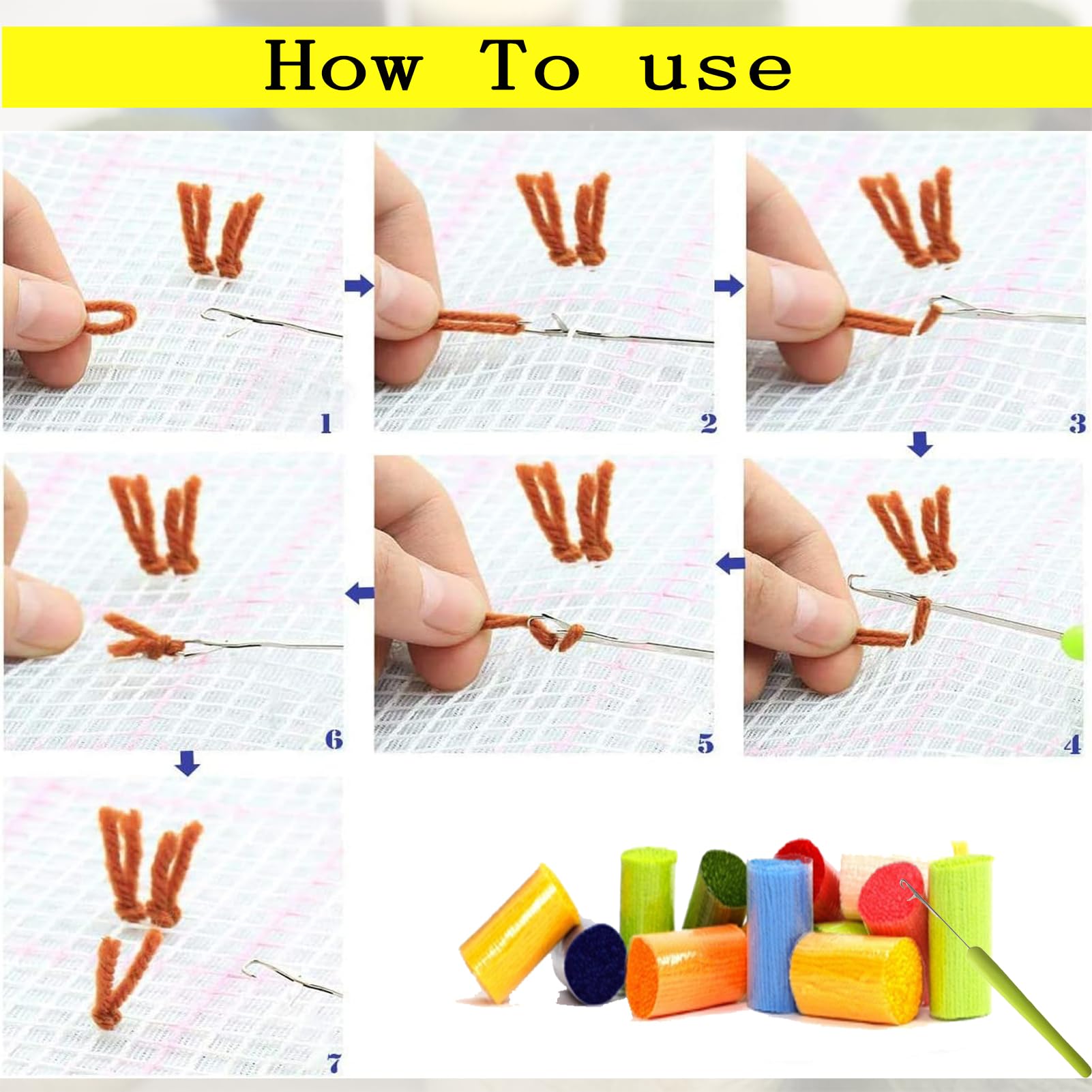 Knüpfteppich Zum Selber Knüpfen, Tapisserie Teppich Knüpf-Sets Kreuzstich Set, DIY Handwerk Geschenke, Knüpfen Set Für Erwachsene Fußabtreter Knüpfen Set, Knüpfen 90 x 120 cm