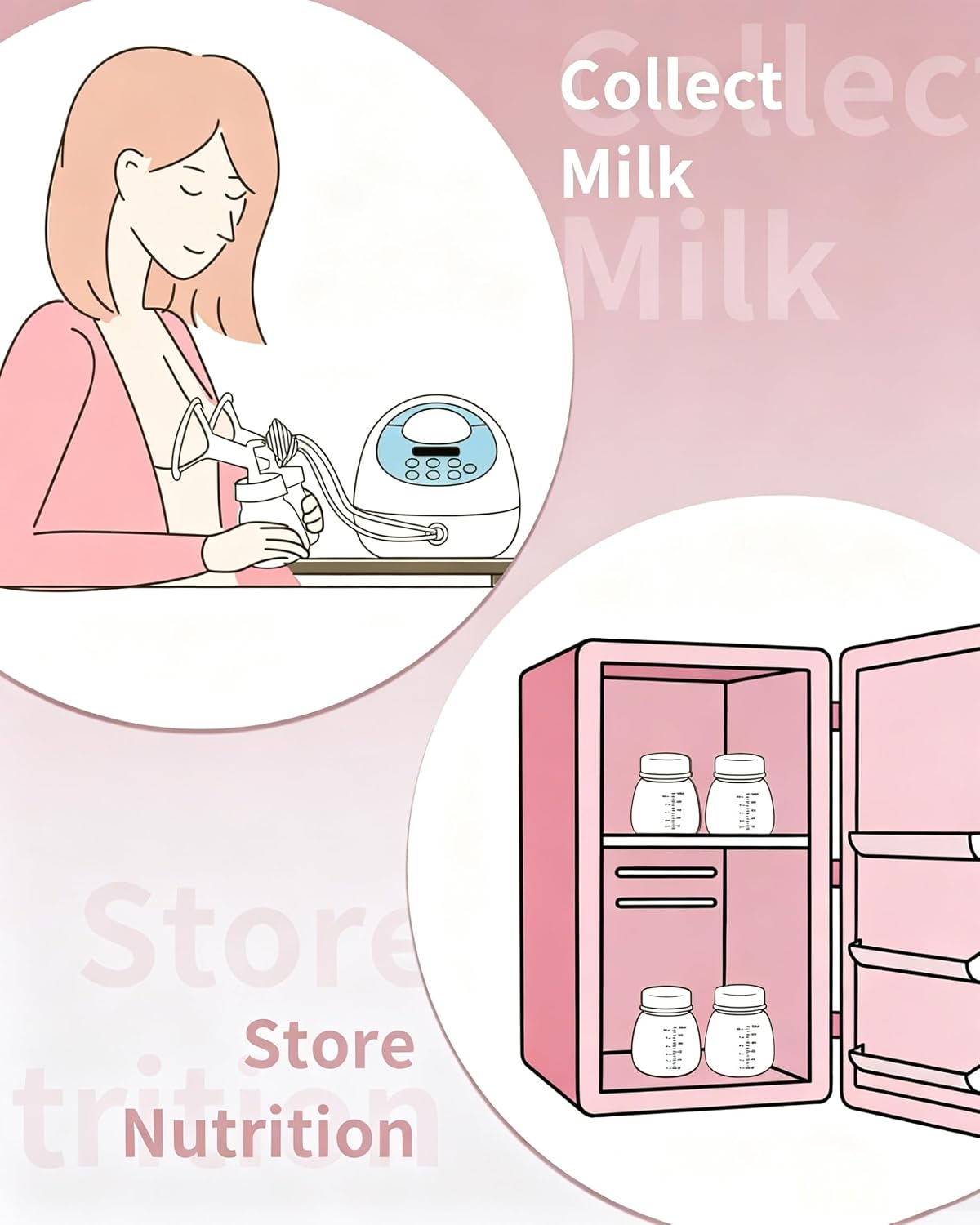 6oz Milk Storage Bottles, Compatible with Spectra Pumps, BPA-Free, Leak-Proof Design, Dual Use as milk Storage Containers for Fridge or Freezer（4-Pack）