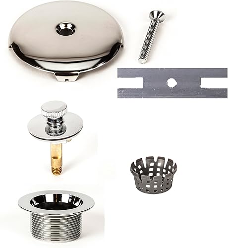 Miniatura 8 de PF WaterWorks PF0967-BN Ascensor y giro cierre torcedente Ensamblaje de drenaje para bañera drenaje grueso 115 TPI  tapón  dos 2 agujeros placa