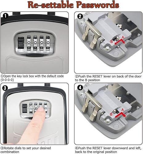 Miniatura 6 de Cerradura de seguridad extra grande para almacenamiento de llaves, pomo de puerta V-Resourcing montado, caja de bloqueo de combinación de 4 dígitos