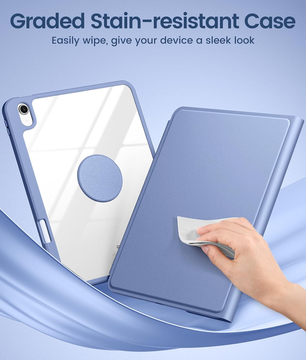Harvopu for iPad 10th/11th Generation A16 Case with Keyboard, 360 Rotation Detachable Cover with Pencil Holder, Multi-Touch Trackpad, 7 Colors Backlit Keyboard for iPad (A16)/10th Gen (Blue)