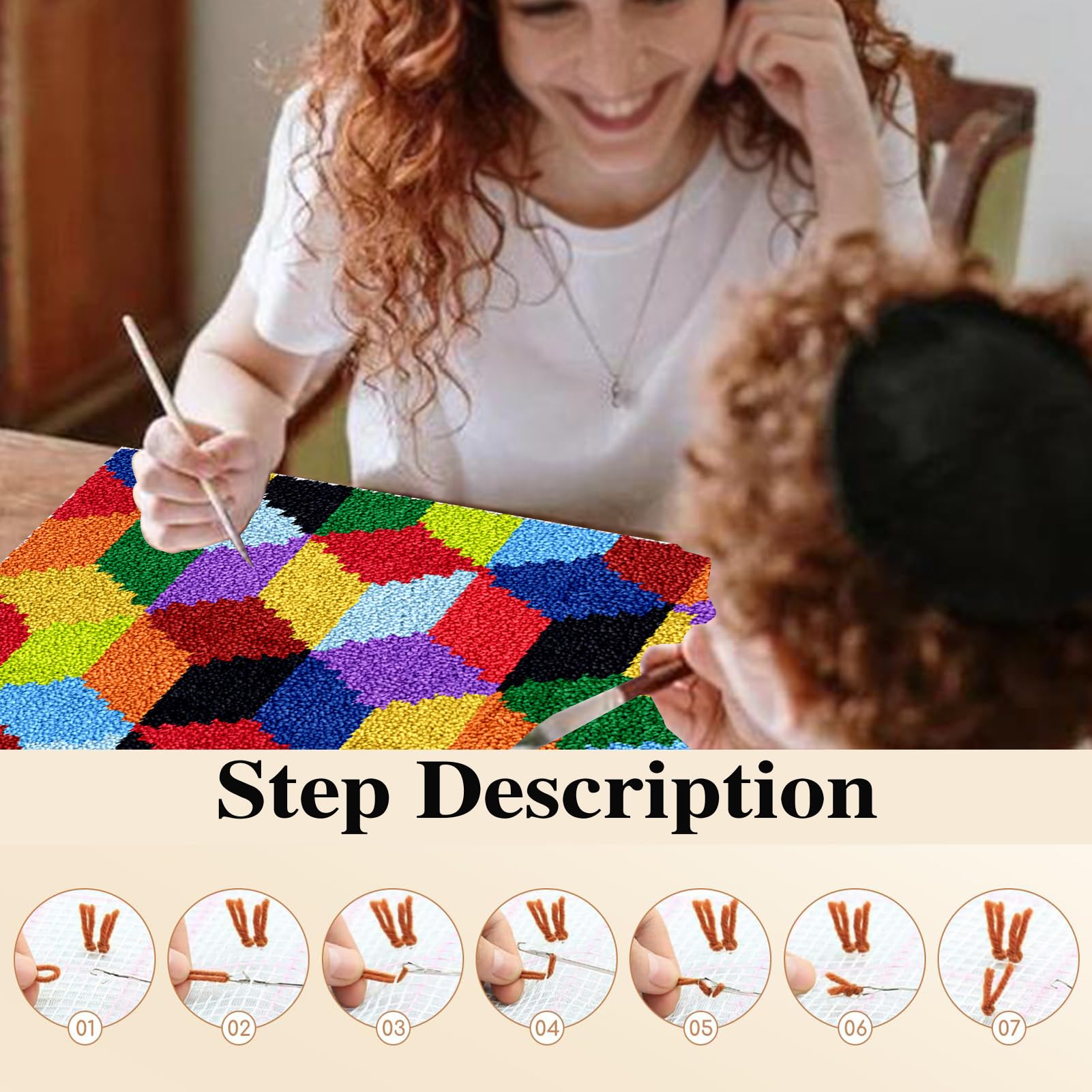 Kit de Alfombra de Gancho Alfombra Latch Hook Kits Pestillo Alfombra Hacer Tapices 3D Tapiz Kits Kits de Alfombras con Gancho de Pestillo Kit de Punto de Cruz Fabricación para Adultos 80 x 115 cm