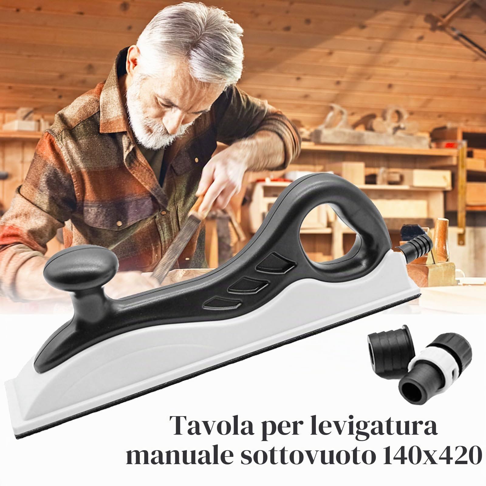Levigatrice Manuale, 420 X 70 mm Blocco Di Levigatura Con Aspirazione Della Polvere Levigatura Senza Polvere Blocco Di Spugna Abrasiva Per Cartongesso Lucidatura Per Legno Pulizia Dell'edificio
