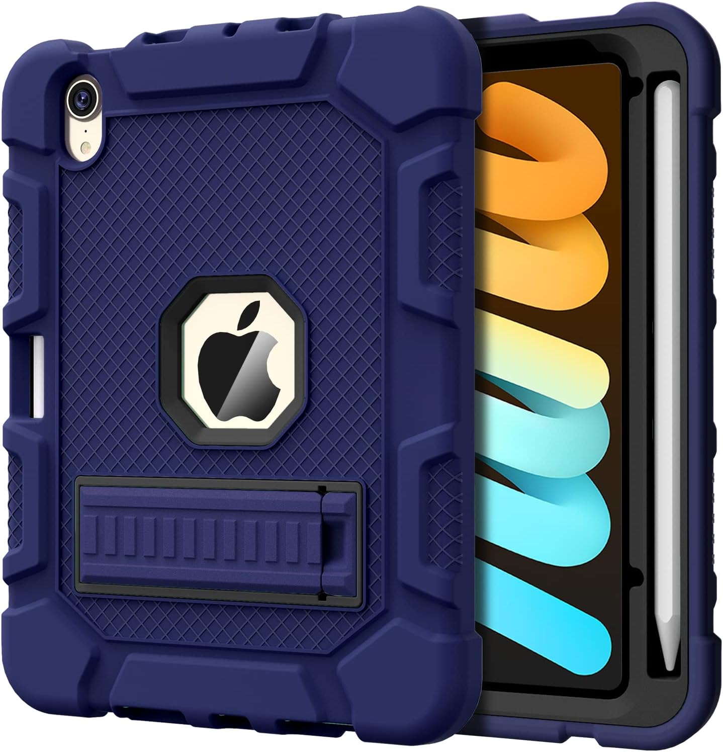 AZZSYCase for iPad Mini 7 A17 Pro 2024 / iPad Mini 6 2021 8.3 Inch, Heavy Duty Shockproof Rugged Protective Case for iPad Mini 7th/6th Generation 8.3", Navy Blue