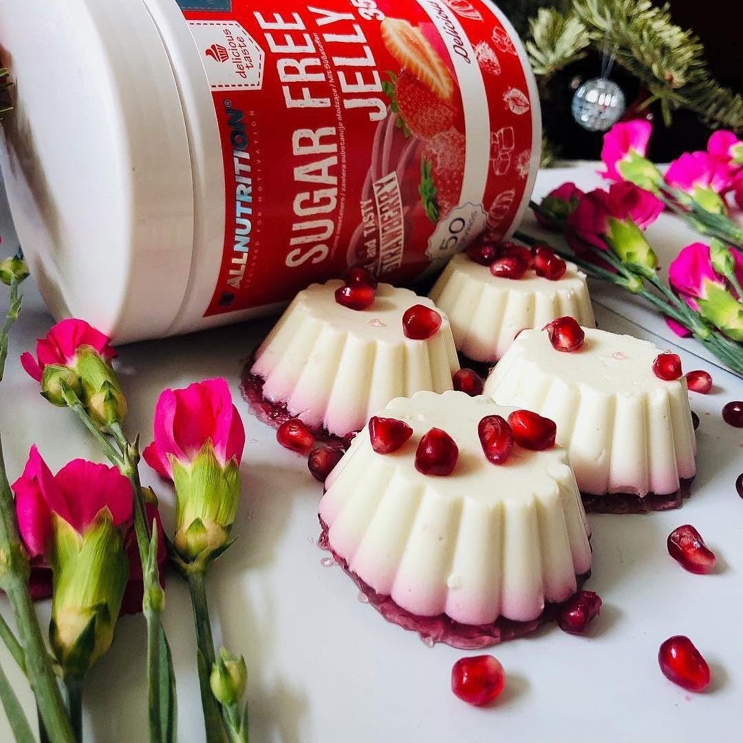 ALLNUTRITION Delicious Line Sugar Free Jelly - Dessert Hypocalorique - Collation sans Gras - Seulement 25 kcal par Portion - Cuisson Adaptée - 1 Paquet x 350 g - Raspberry