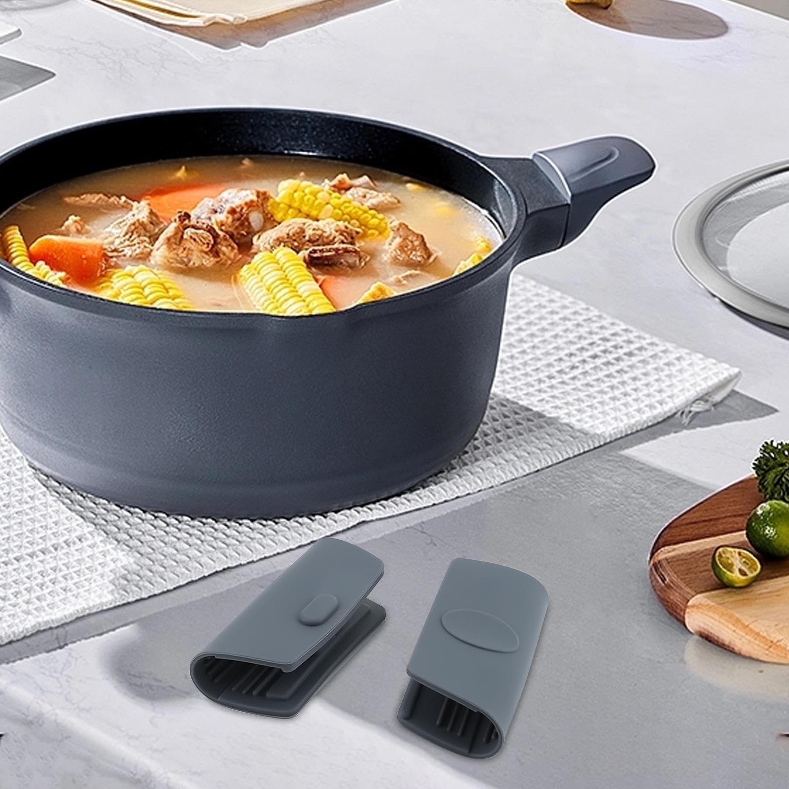 Funda para Mango de Sartén de Hierro Fundido,2 Fundas De Silicona Para Asas - Accesorio Cocina Utensilios para Freír Sartén Grill Estufa Horno Microondas