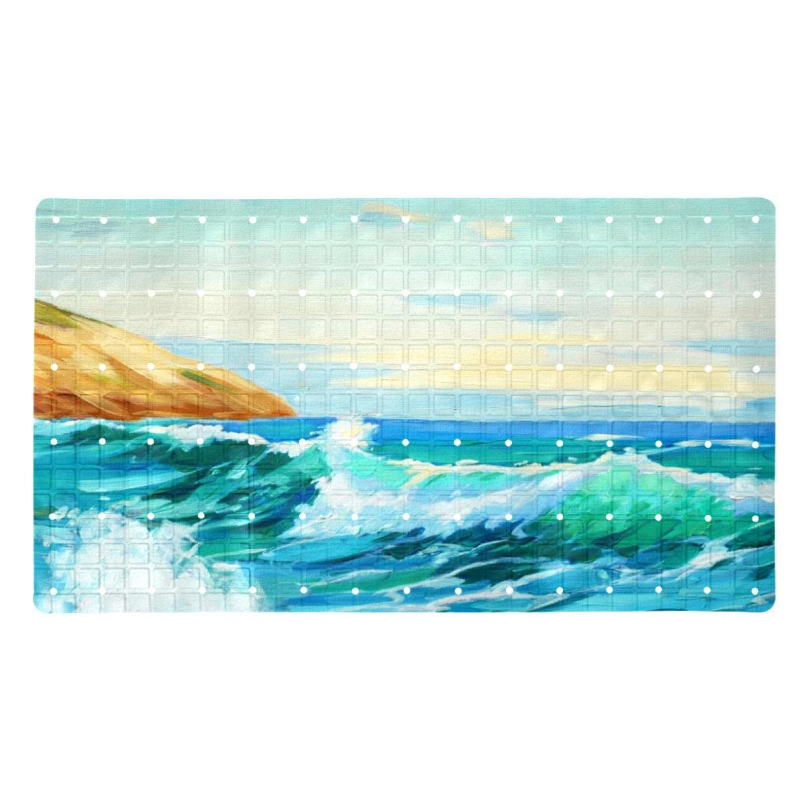 Tapis de baignoire haut de gamme au design de vagues marines