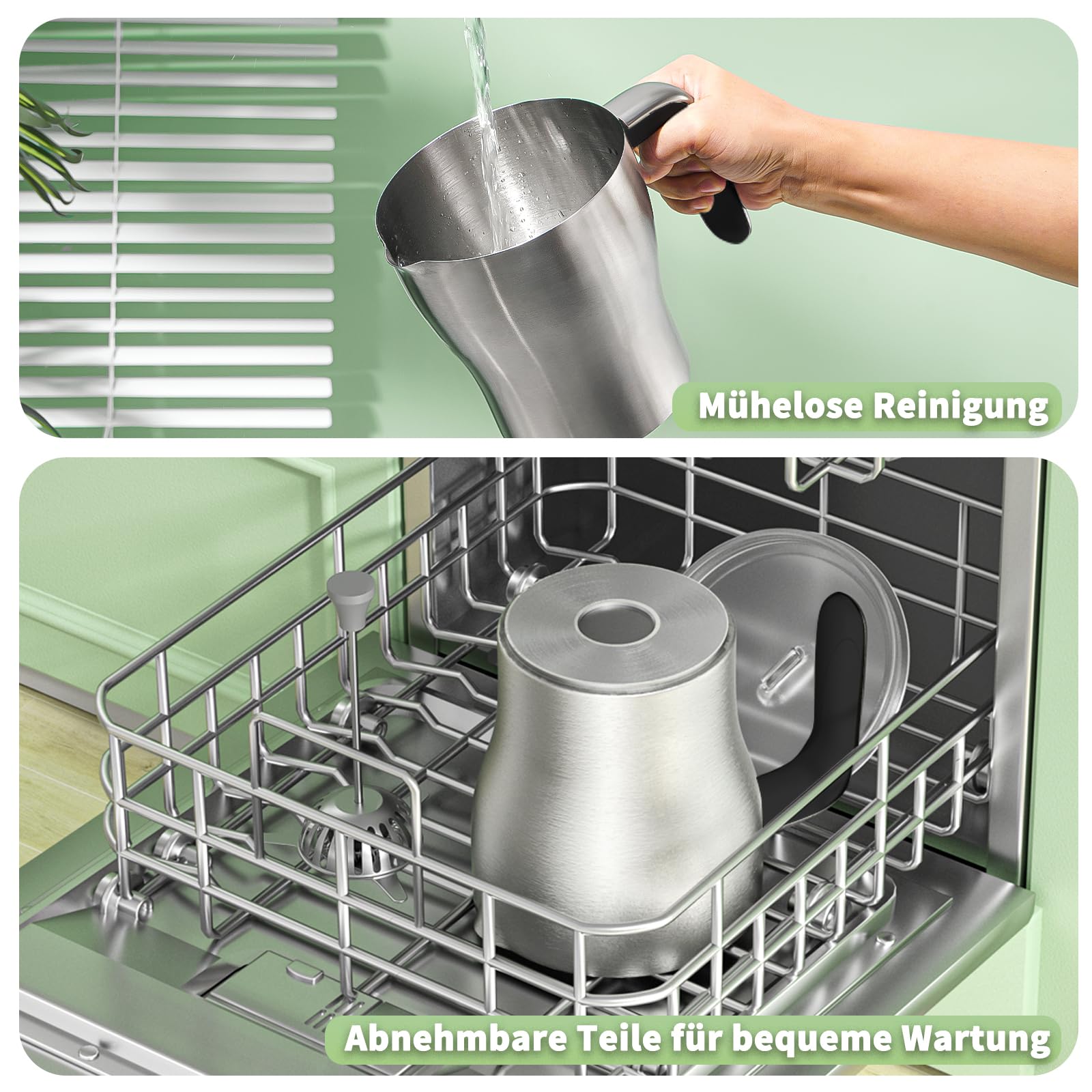 Maestri House 12-in-1 600ml Elektrischer Milchaufschäumer, Spülmaschinenfester Milchdampfer aus Edelstahl mit Variabler Temperatur und Schaum, Speicherfunktion für Latte,Heiße Schokolade,DualFro 600