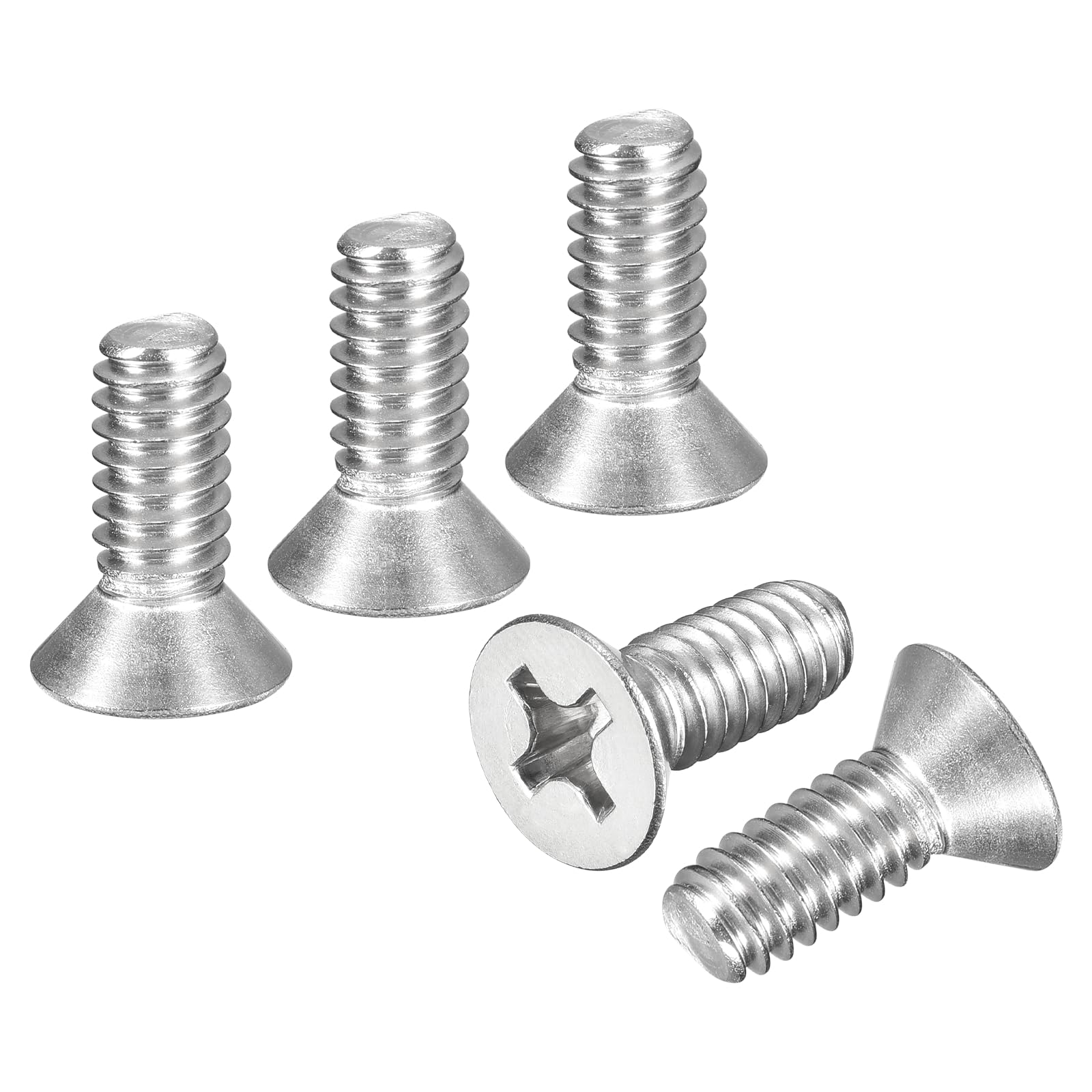 DTGN 1/4"-20x5/8" Phillips Countersunk Head Bolt - 100pcs - Good for Outdoor Machinery Fastening Maintenance - 304 Stainless Steel Flat Head Machine Screw Bolt - Silver Color