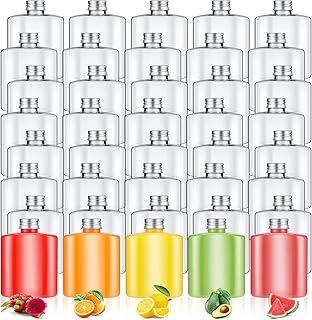 30 Pcs Plastic Bottles Bulk with Caps, 8.5 oz Small Reusable/Disposable Juice Bottles Empty Clear Bottles Beverages Drink Containers Water Flask Mini Fridge Bottles for Juicing Smoothies Milk