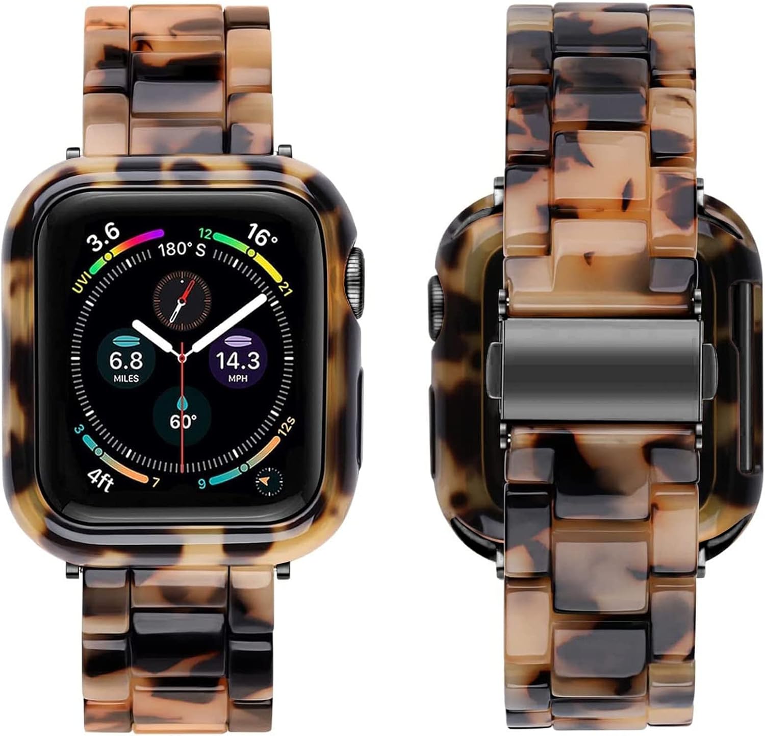 Omter Band with Case Compatible with Apple Watch 49mm 46mm 45mm 44mm 42mm 41mm 40mm 38mm,Women Men Fashion Resin Strap Bumper for iWatch Ultra 2/1 Series 10/9/8/7/SE/6/5/4,Series 3/2/1 - Image 3