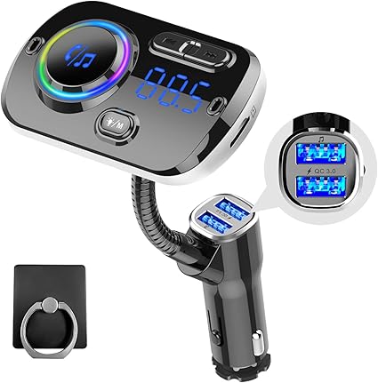Amazon Co Jp Fmトランスミッター Bluetooth 5 0 Siri Google Assistantに対応 車載トランスミッター ハンズフリー通話 7色変換ledライト Qc3 0急速充電2usbポート カーチャージャー車載充電器 Bluetooth Tfカード U ディスク Aux In音楽再生対応 Cvc6 0ノイズ軽減 12