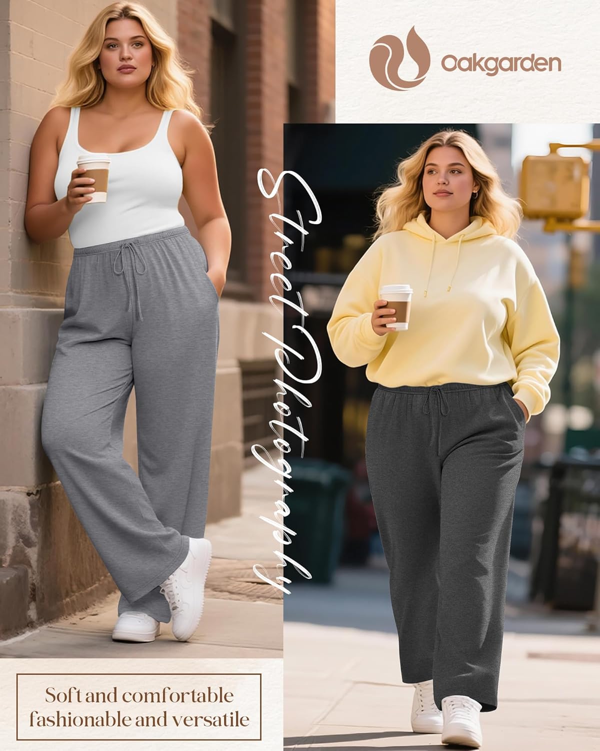 4 Pack Women's Plus Size Lounge Pants with Pockets, Wide Leg Yoga Loose Drawstring Pants Casual Sweatpants Jogger - Image 3