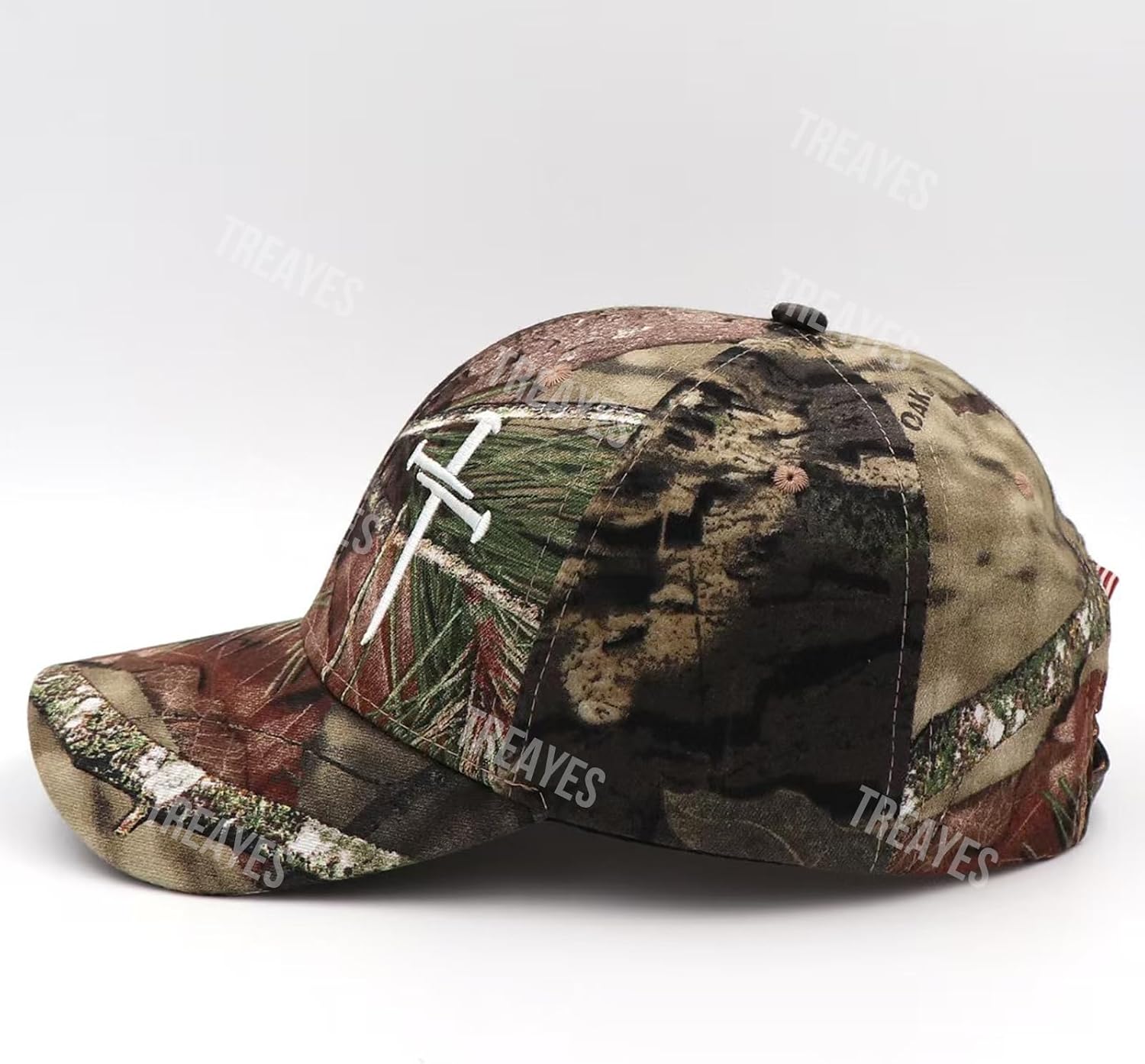 Redeemed 3 Nails Cross Hat with American Flag Christian Hats for Men Women Adjustable Cotton Embroidered Baseball Cap