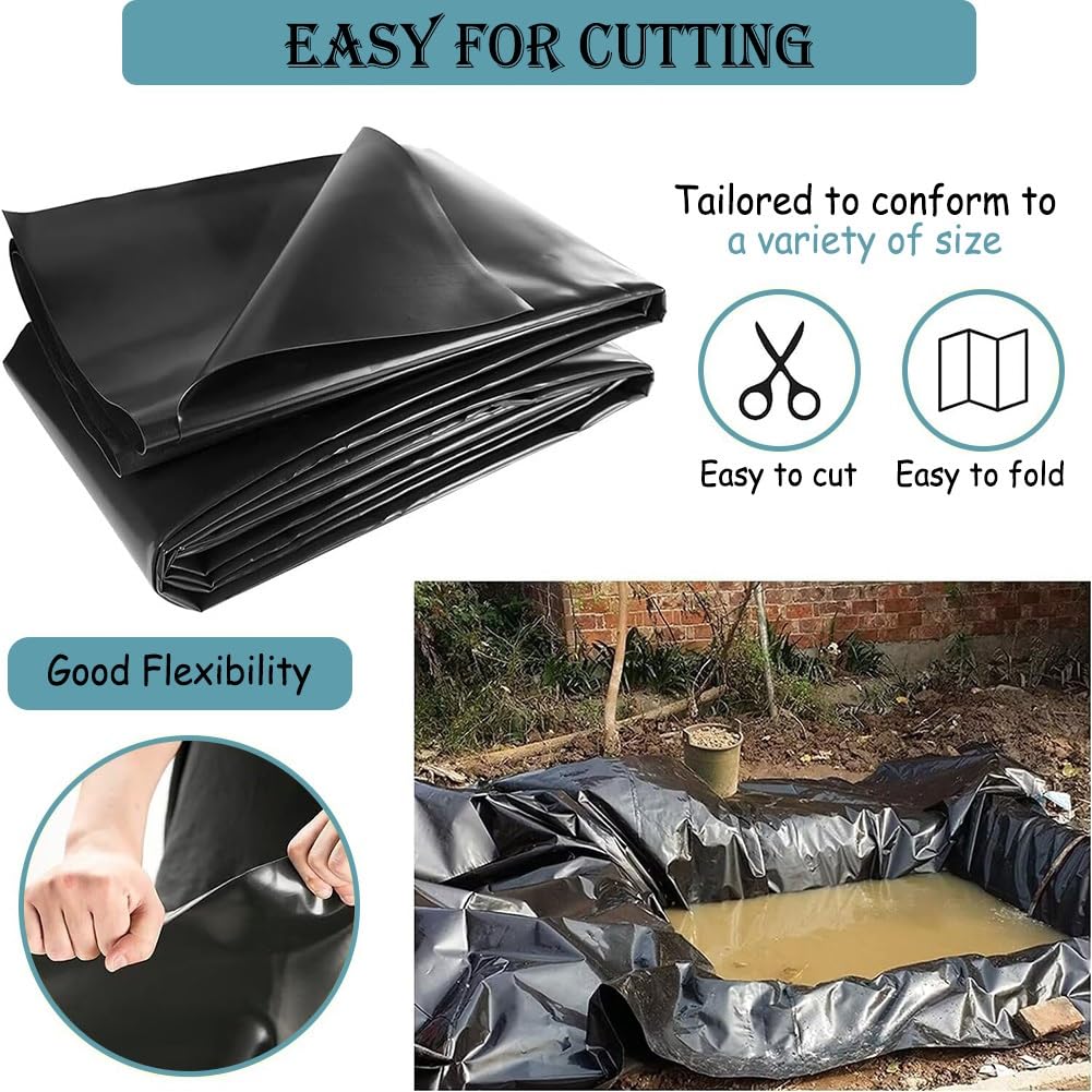 SOYDAN Revestimiento de Estanque, Lámina para Estanque de Peces Koi HDEP de Pulgada Resistente a Los Rayos UV de Fácil Corte, Lona Estanque para KOI o Peces y Paisajes Acuáticos(4.50x6.0m(15x20FT))