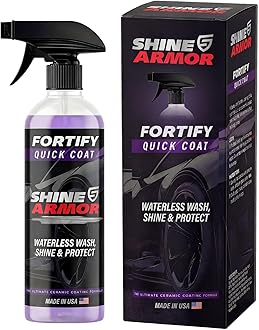 Car Wax Spray and Ceramic Coating for Cars - 3 in 1 Waterless Car Wash and Detailing - Quick Effect Coating Agent for Car - High Gloss Top Coat, Shiny Car Stuff by Shine Armor - Protective Wax 16FlOz