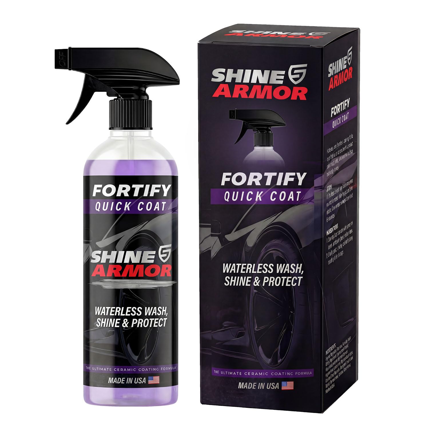 Fortify Quick Coat Car Wax Polish Spray Waterless Wash & Wax Hydrophobic Top Coat Polymer Paint Sealant Detail Protection 16 Fl Oz