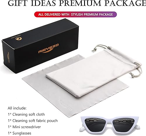 Miniatura 7 de AIEYEZO Gafas de sol de ojos de gato para mujer, diseño retro de ojo de gato, diseño de cadena de metal, estilo ojo de gato