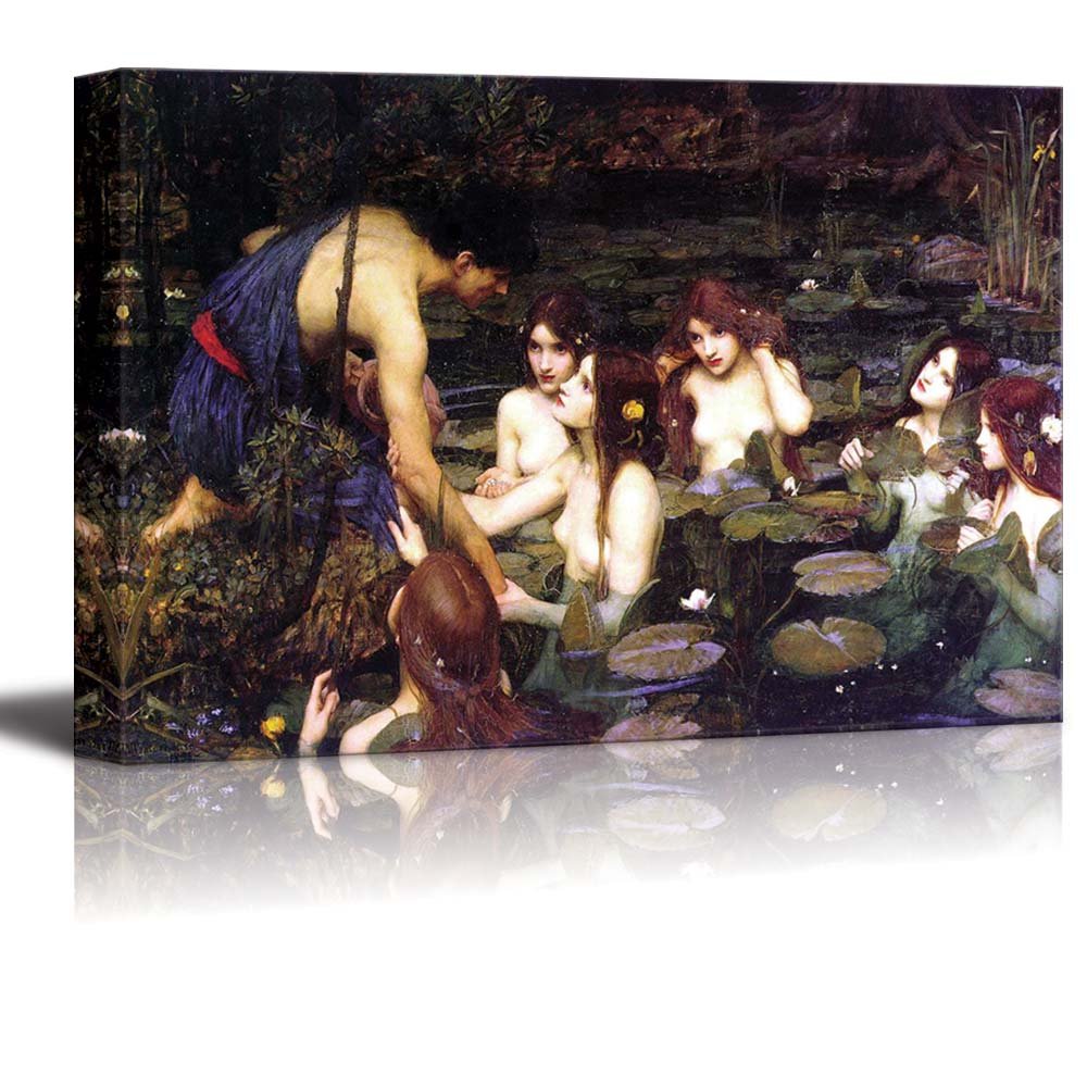 wall26 Canvas Print Wall Art Hylas & The Nymphs by John William Waterhouse People Historic Illustrations Fine Art Traditional Colorful Multicolor Cultural for Living Room, Bedroom, Office - 12"x18"